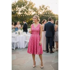 Adrianna Papell Coral Lace Fit Flare Dress Sz 14 NWT Wedding Guest Easter Dress